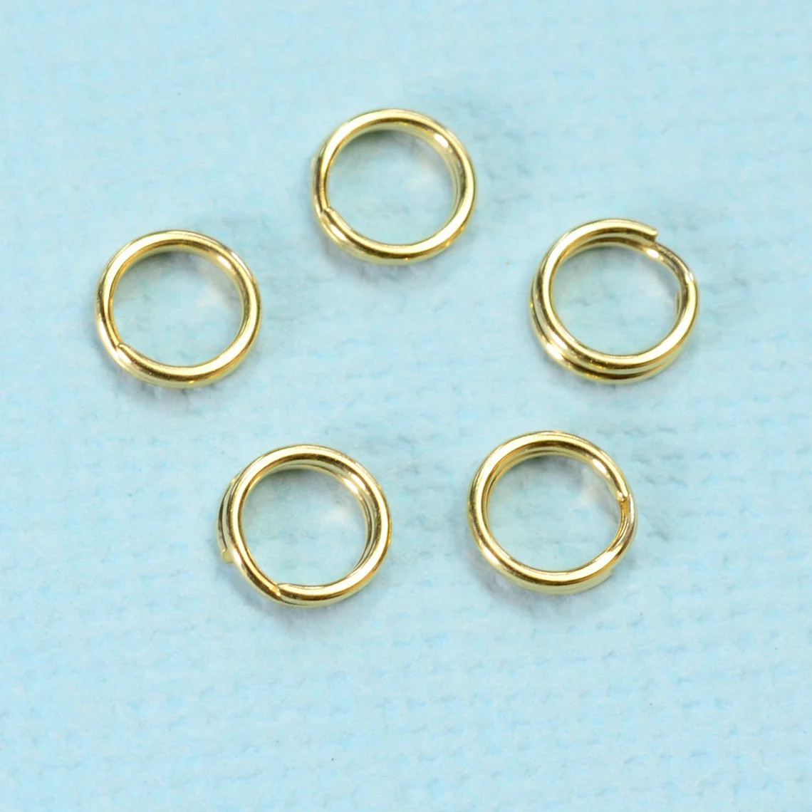 5MM 14K Solid Yellow Gold Key Rings Split Jump Rings Variable (1) or (5)
