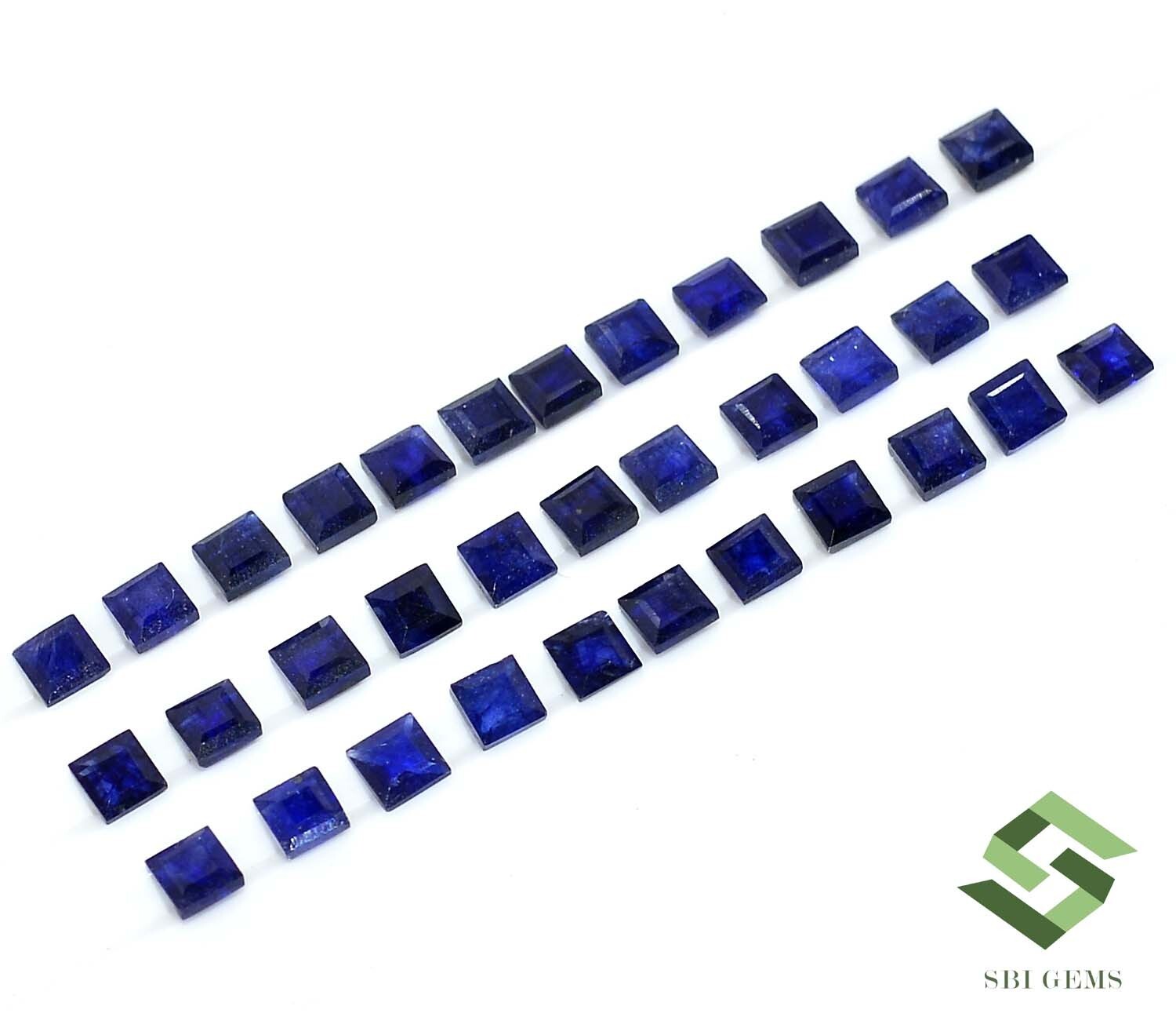 3×3 mm Natural Blue Sapphire Square Cut Lot 35 Pcs 10.09 CTS Loose Gemstones GF
