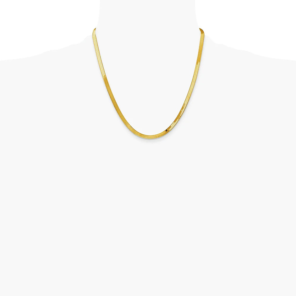 14K Yellow Gold 4mm Silky Herringbone Chain Necklace 16″-24″