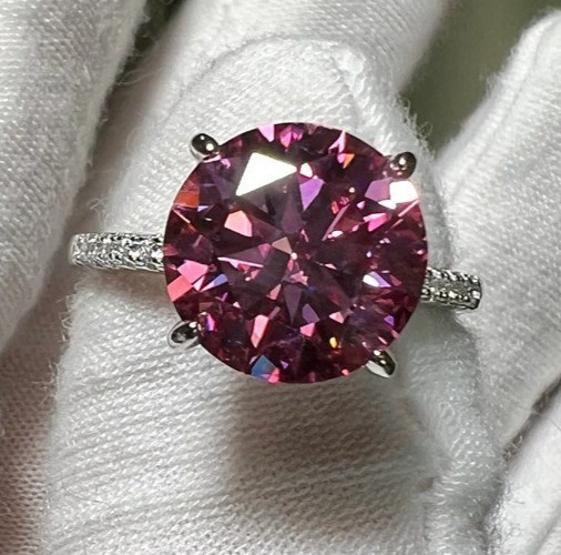 5.00 Ct Certified Round Shape Natural Pink Diamond Ring VVS1 White Gold Finish