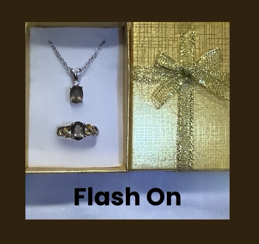 DEAL FINE 925SS Smoky Quartz Necklace, Smoky & Whiskey Quartz Citrine Ring 8 Set