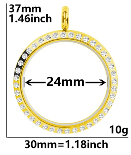 Stainless Steel 24mm Round Locket Coin Charm Photo Holder Necklaces DIY