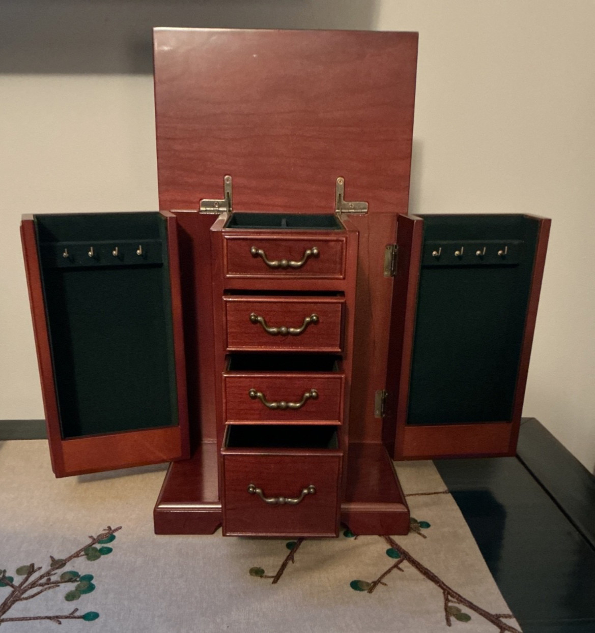 Vintage Bombay Co. Jewelry Armoire Box Drawers Door Storage 9-1/8″L x 6″W x 11″H
