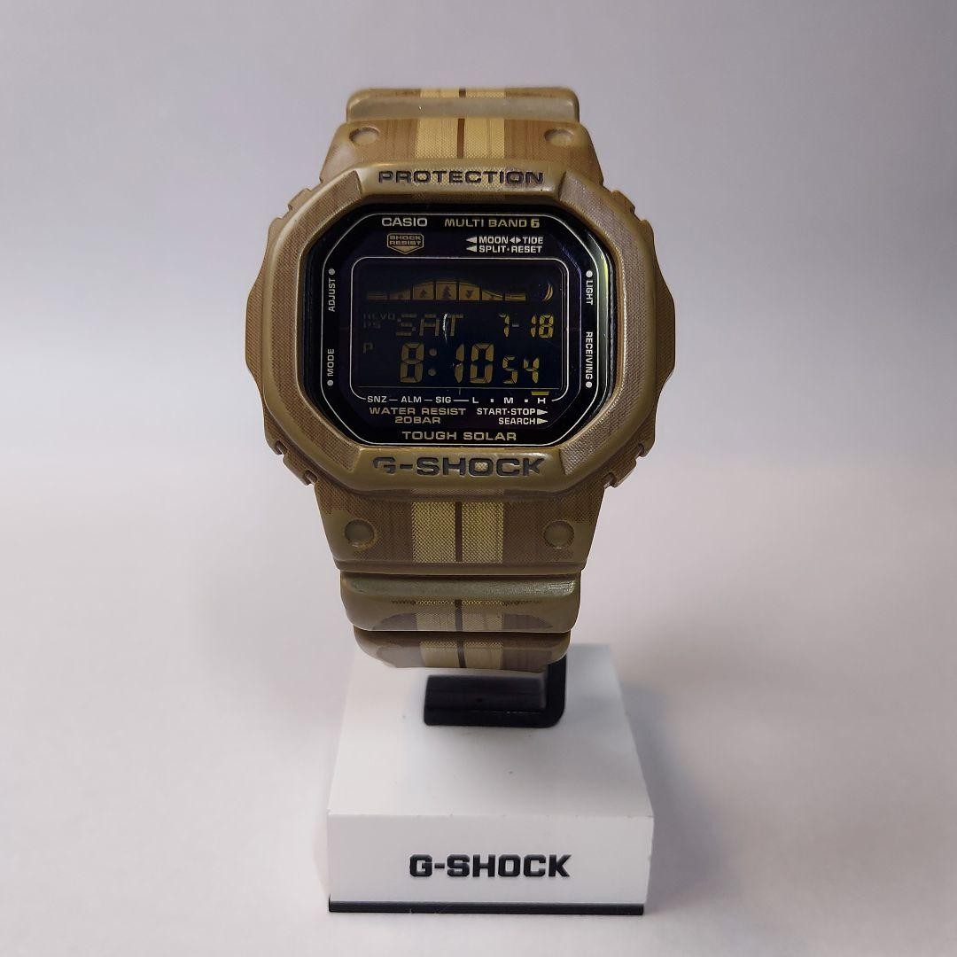 CASIO G-SHOCK G-LIDE GWX-5600WB-5JF Wood Grain Tide Graph Used from Japan