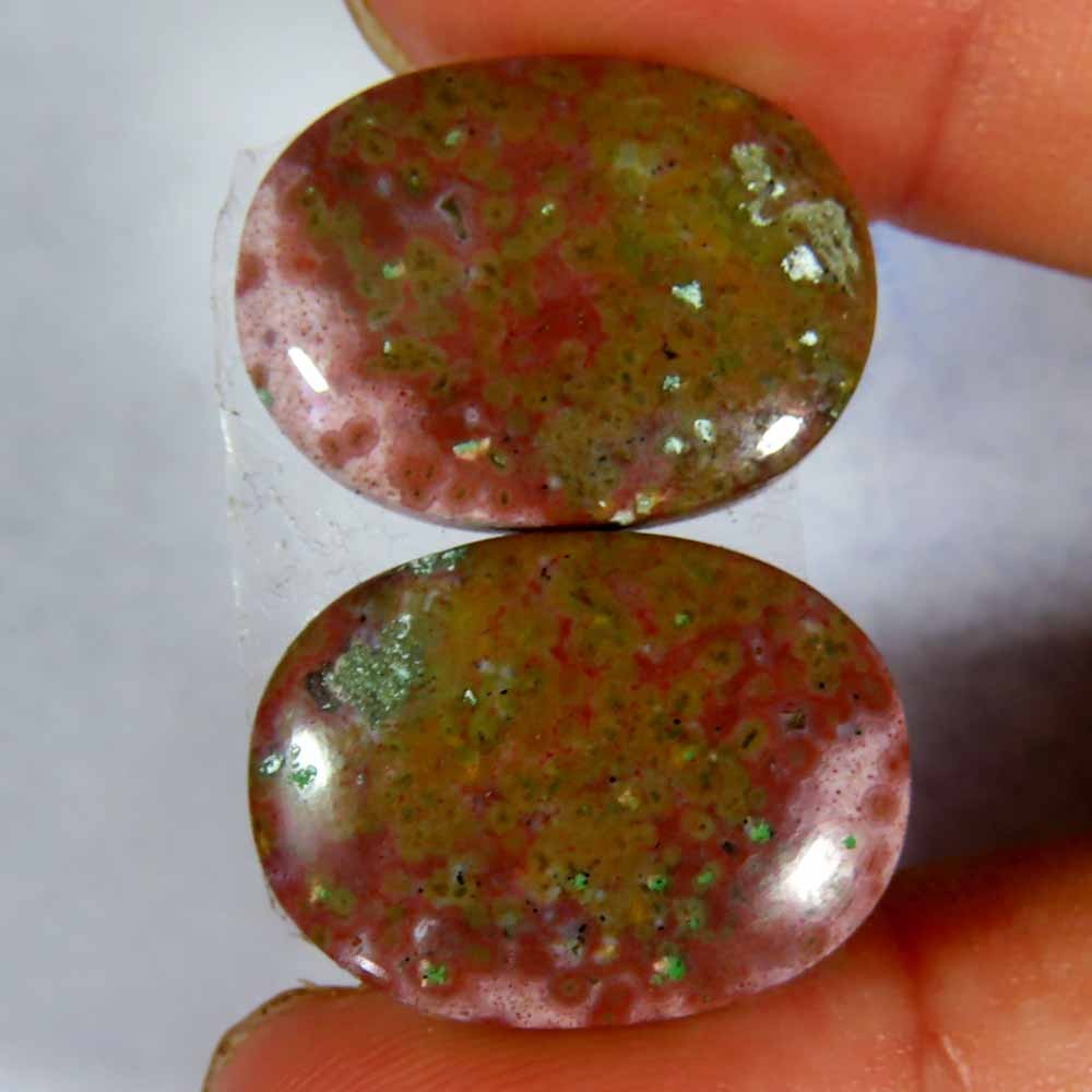 23.10Cts 100%Natural Ocean Jasper Oval Pair Cabochon 15x20x5mm loose Gemstone