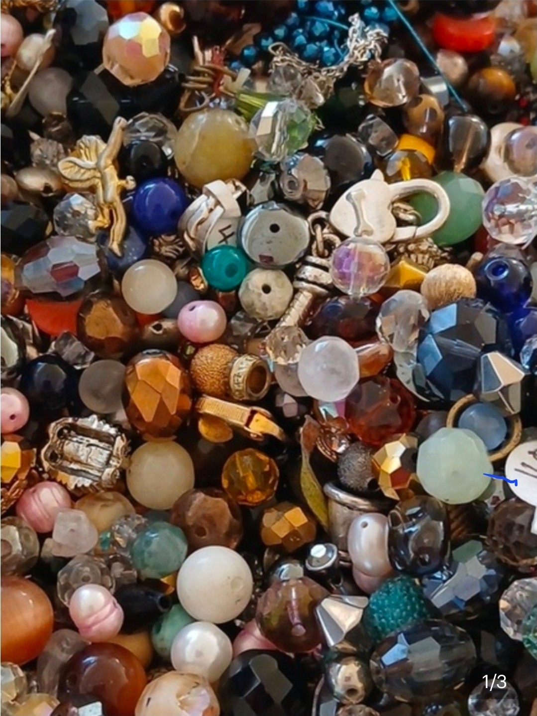Assorted Multicolor Loose Natural Gemstones. Silver And Gold Charms And Spacers