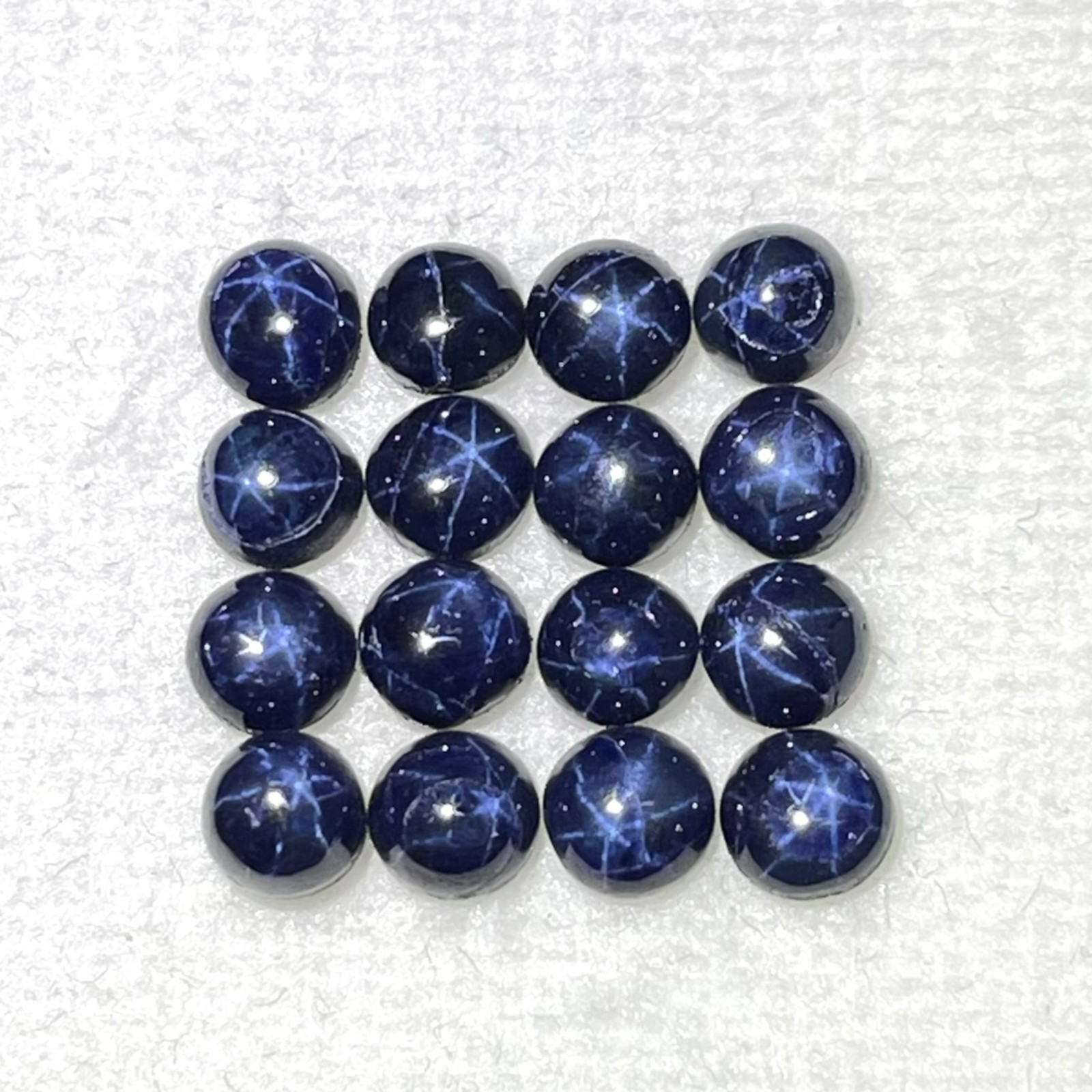16 Pcs Natural Star Blue Sapphire 4mm Round Loose Cabochon Gemstones Lot