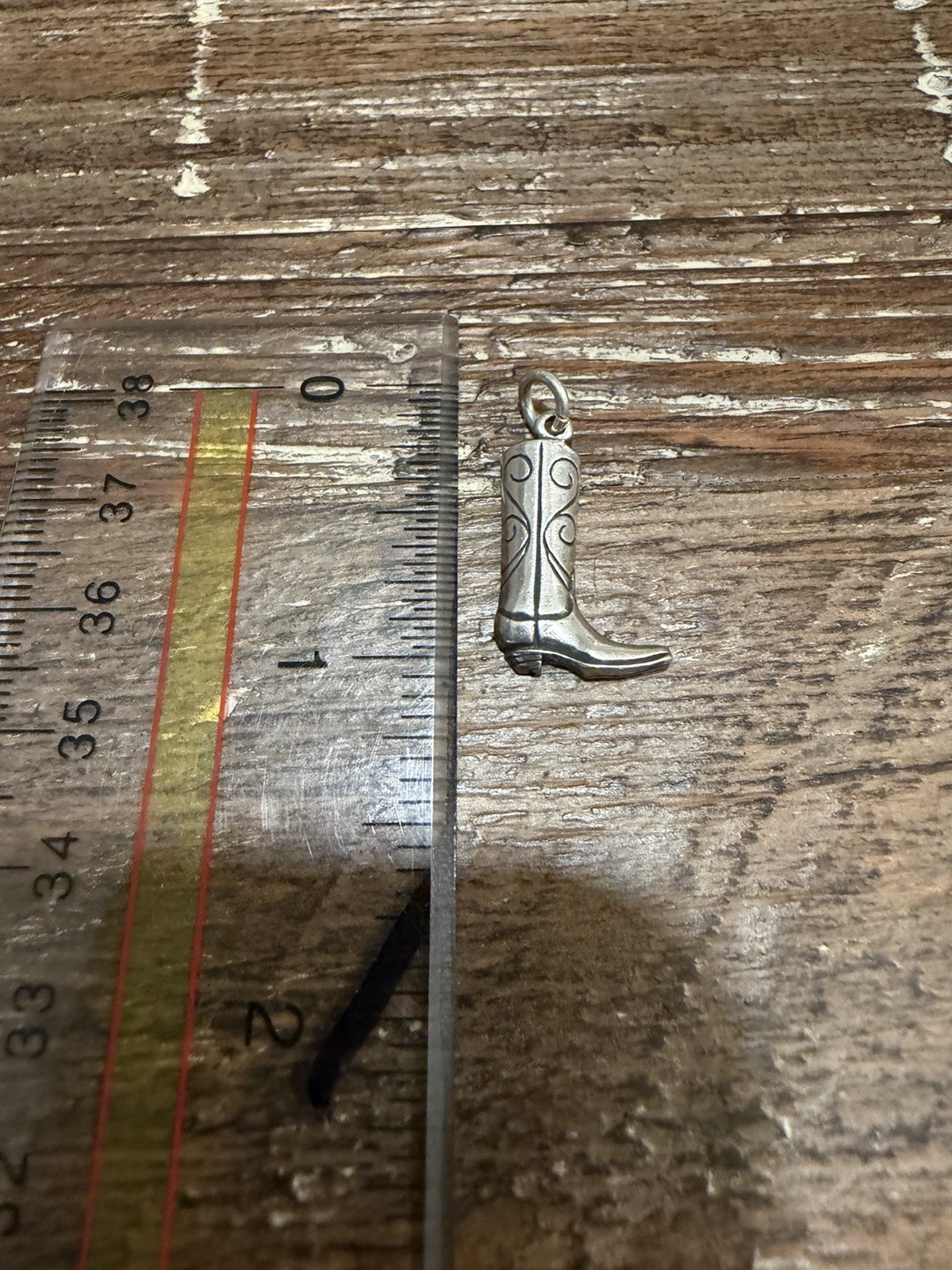 Vintage Sterling Silver Cowboy Boot Charm or Pendant Western Scrollwork 1.9g 1”