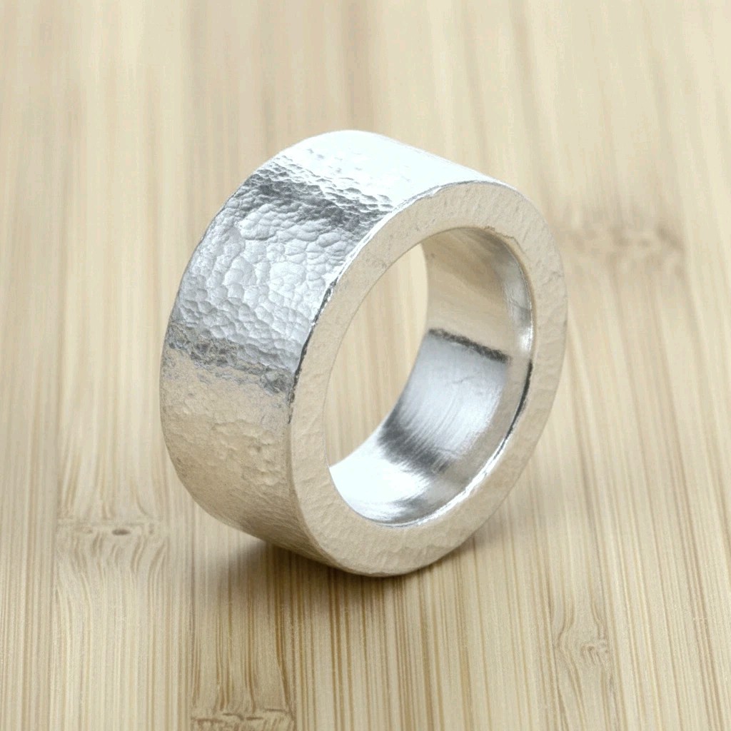 Hammered CUSTOM 999 Silver Ring 31g 1Oz Ancient Rome Width 13.5mm Thick 3.5mm