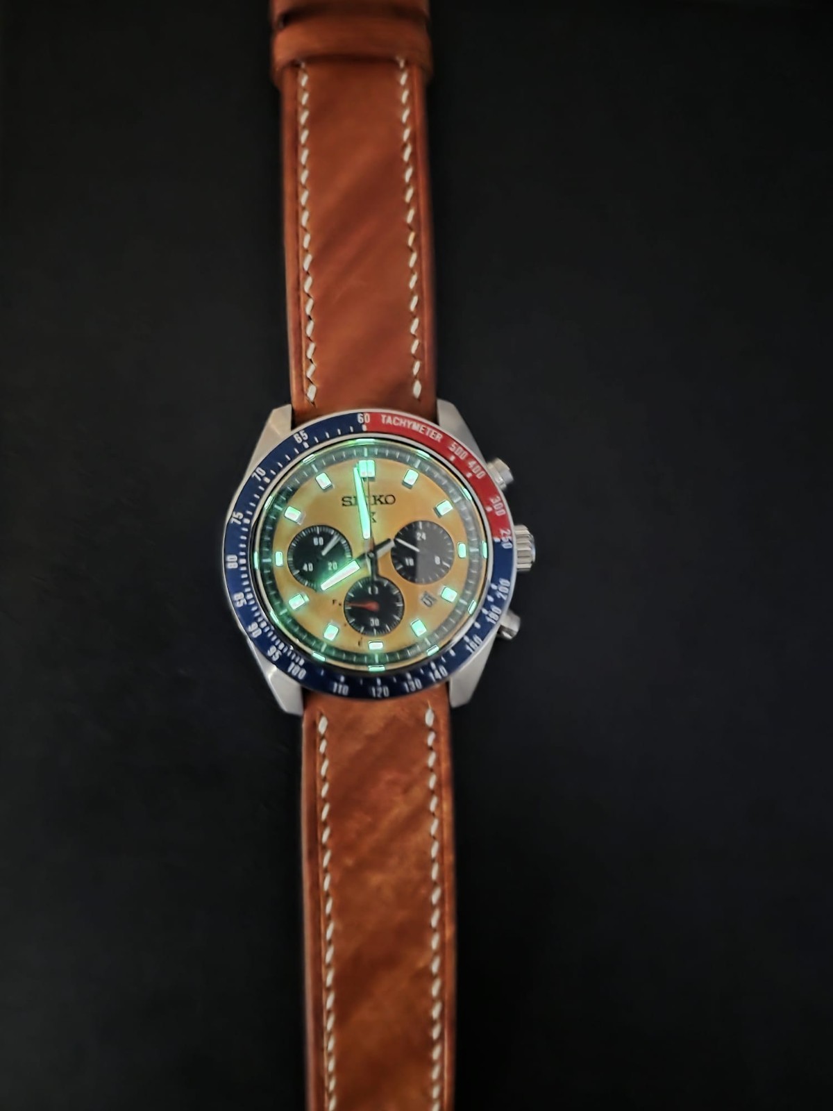 Seiko Prospex Speedtimer SSC947 Solar Chronograph Box/Papers Leather Strap