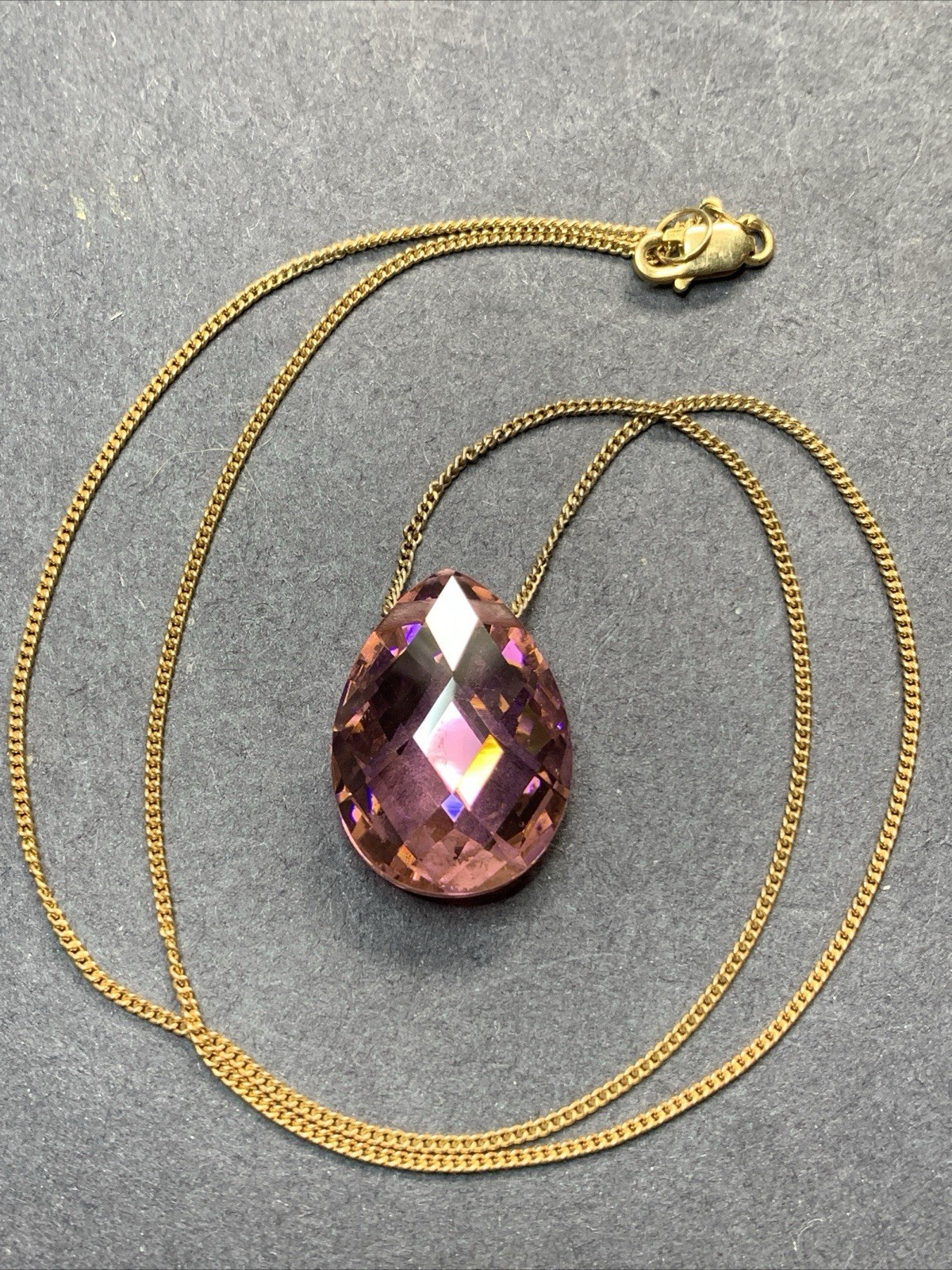 STERLING SILVER 925 Lot Necklace Charms SS19 Triangle Crystal Large Pink Crystal