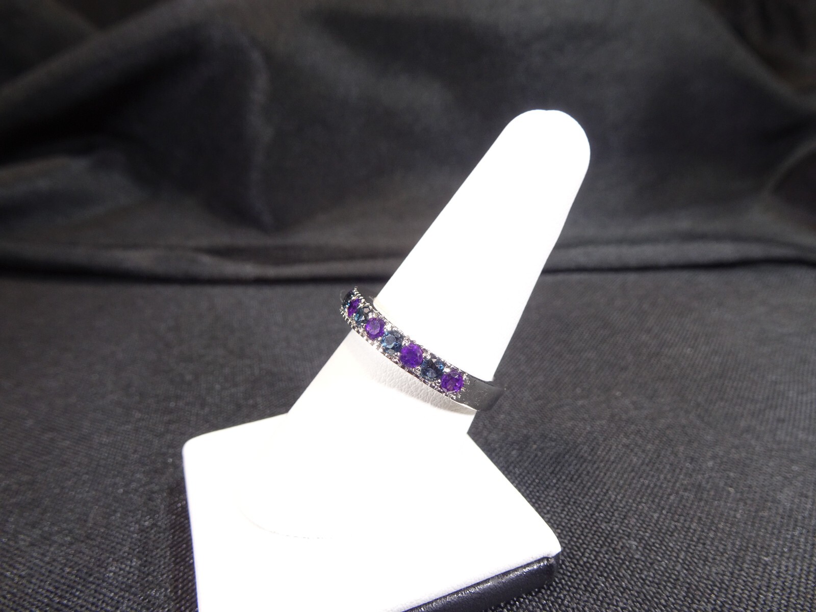 0.90 ct Natural Purple Amethyst & London Blue Topaz Solid Sterling Silver Ring