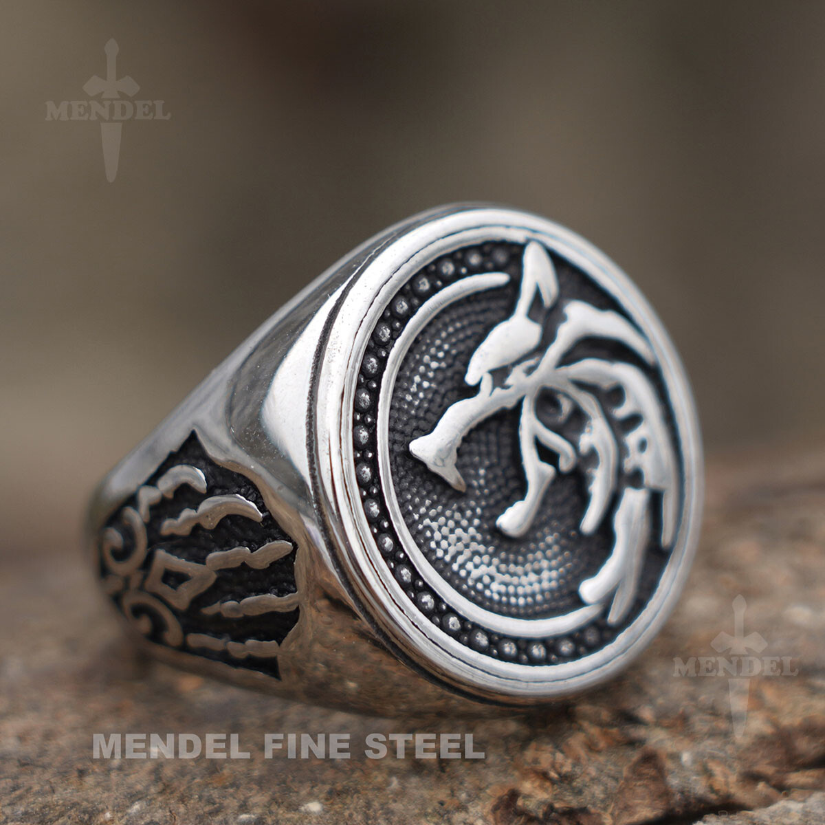 MENDEL Mens Norse Viking Wolf Head Claw Paw Ring Men Stainless Steel Size 7-15