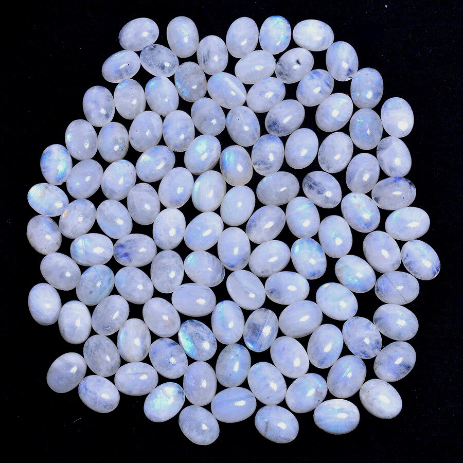 Set 19 Pcs Natural Blue Moonstone 12mmx10mm Oval Blue Shine Cabochon Gemstones