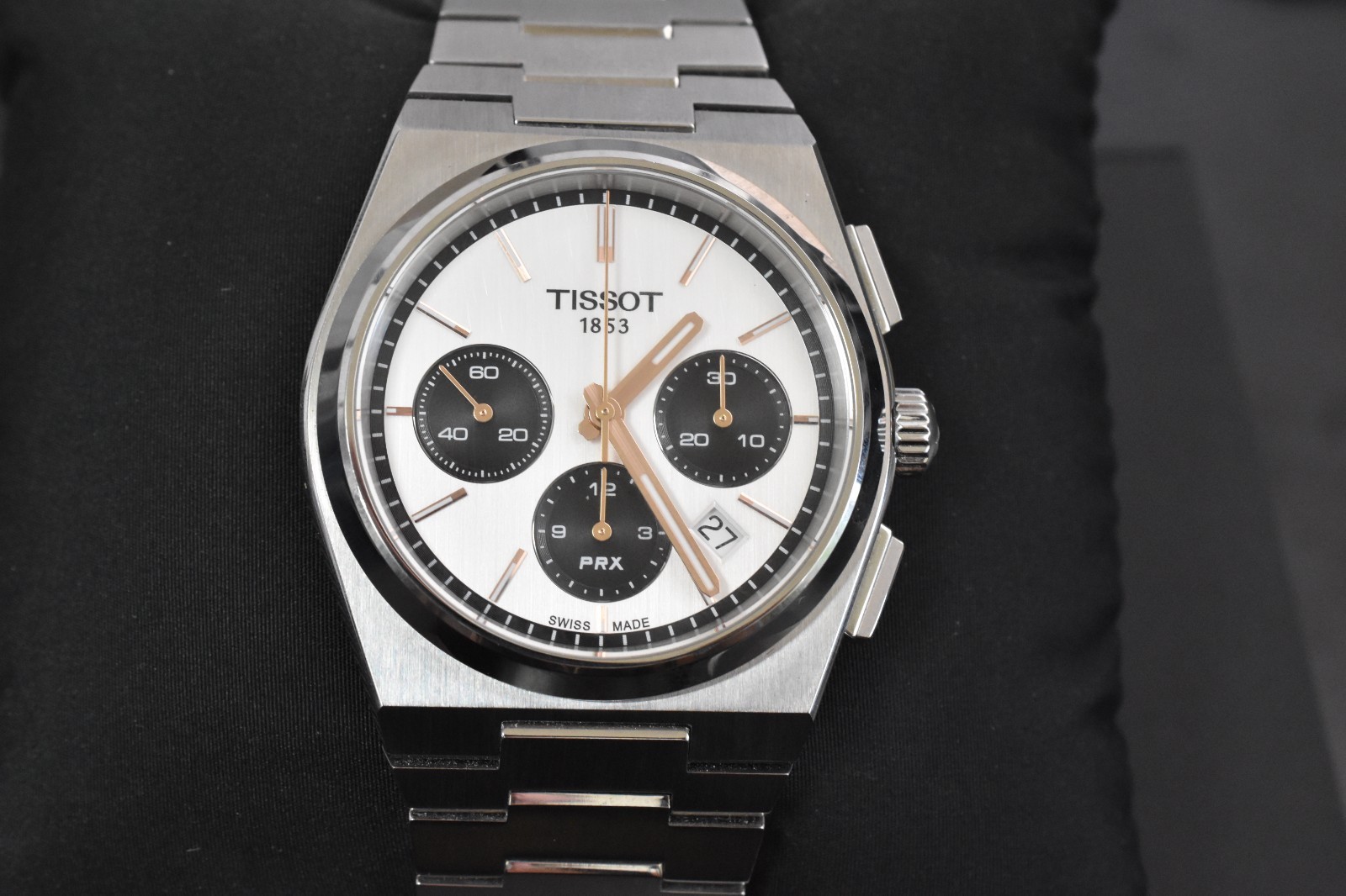 Tissot 1853 PRX Auto Chrono 42mm White Dial Watch w/Box T137.427.11.011.00