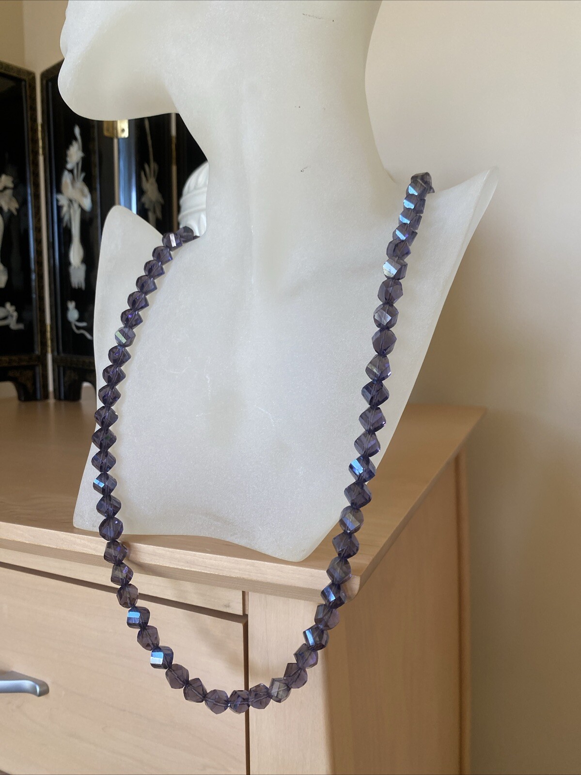 Vintage Czech Art Glass Necklace Estate Jewelry Pre-owned Flapper Girl Style 28″