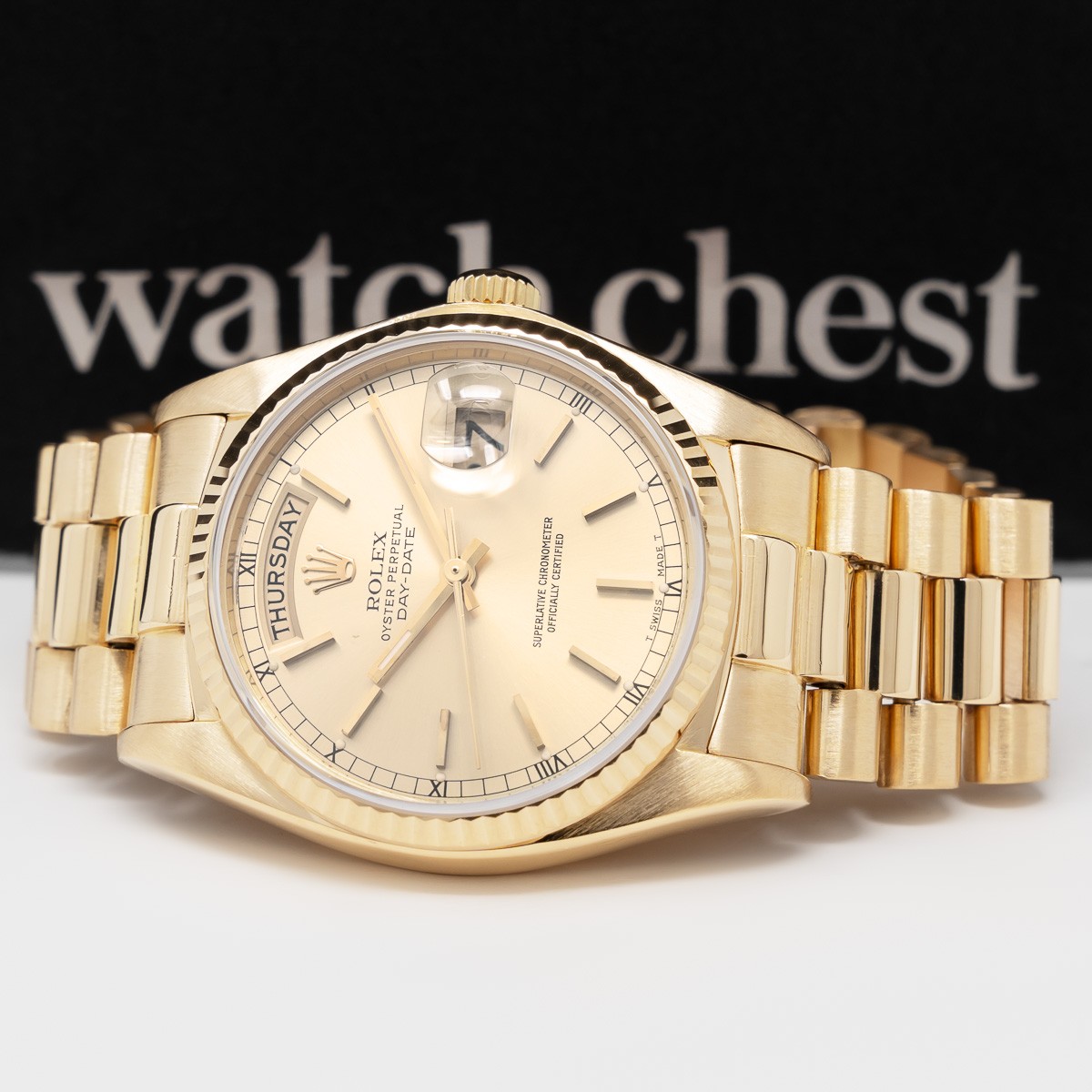 Rolex Day-Date 36 18038 Wristwatch, Yellow Gold, Champagne Dial, President Br…
