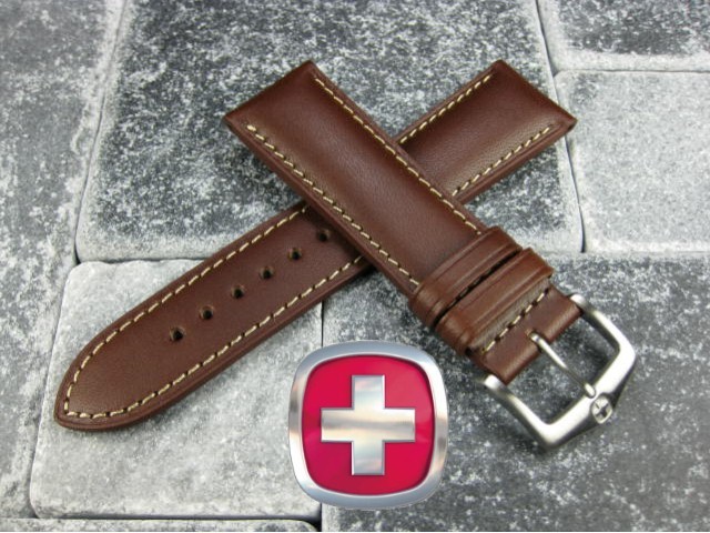 New VICTORINOX SWISS ARMY 21mm Dark Brown CALF LEATHER STRAP CAVALRY BAND x1