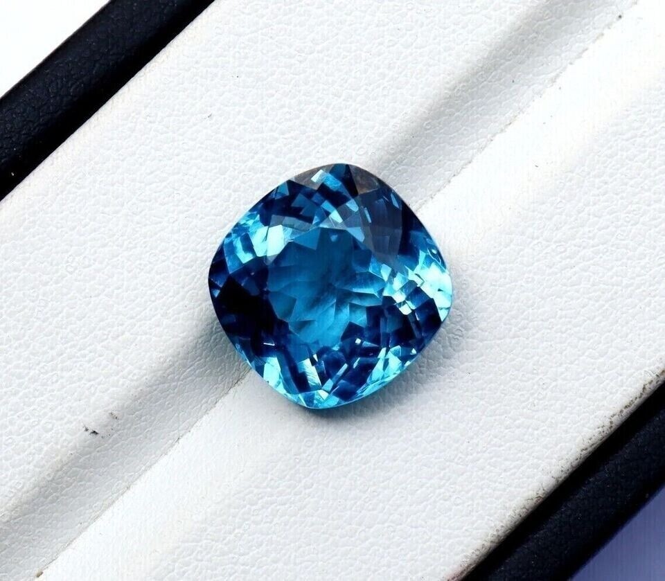 Superb Natural Santa Maria Blue Aquamarine Cushion Cut 12+ Ct Loose Gemstone