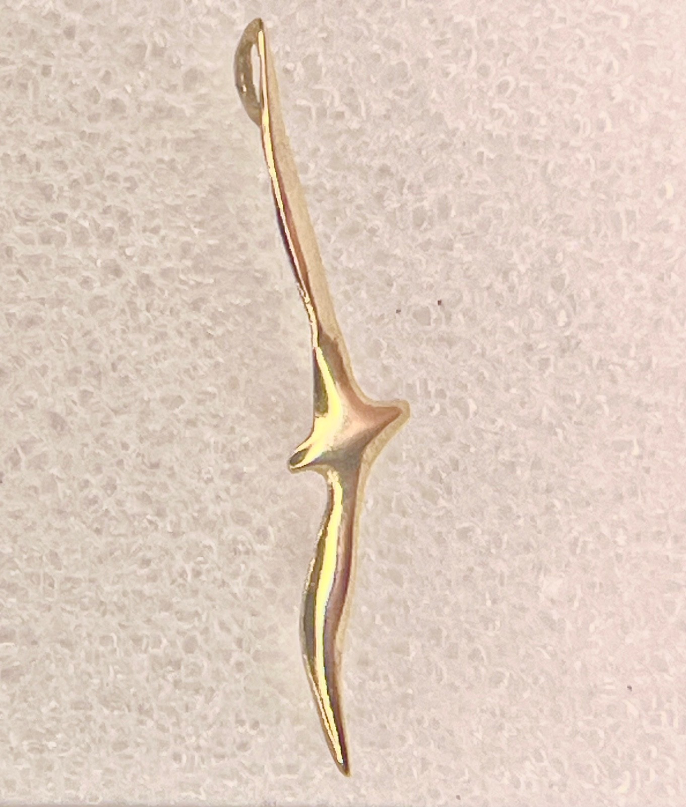 14K Solid Gold Seagull In Flight 40mm x 10mm Pendant Charm 16 inch Necklace