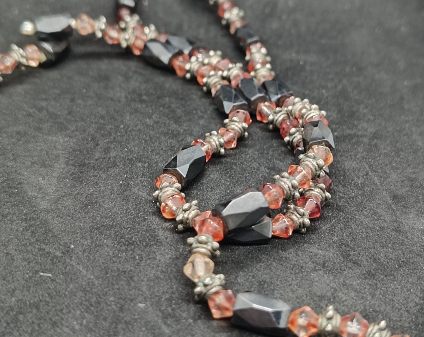 Vintage 1970s French Sautoir Necklace with Faceted Beads and Magnetic…