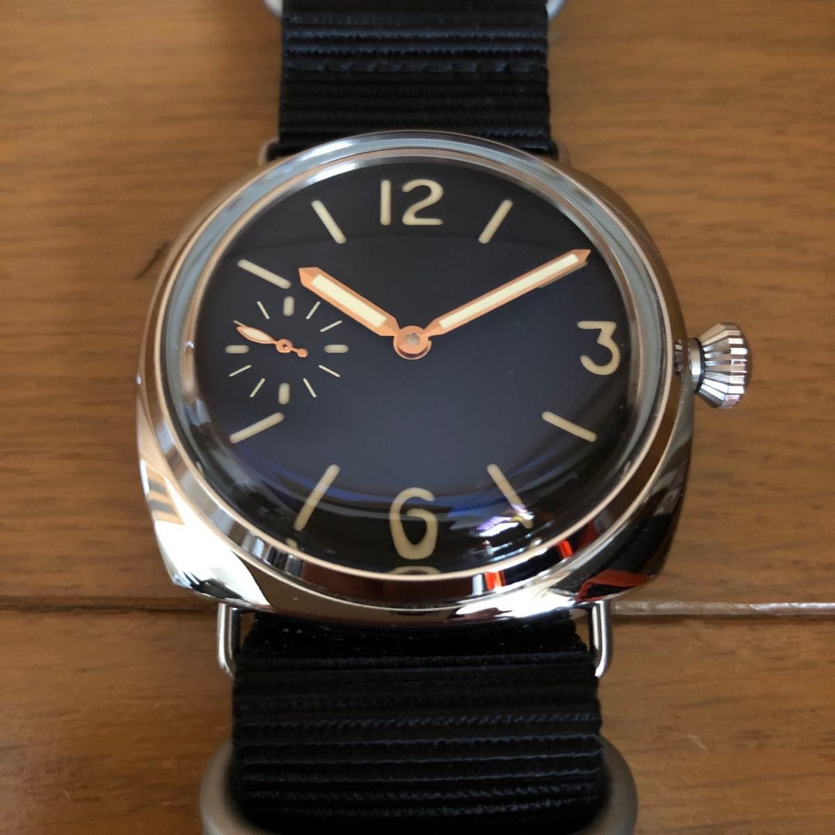 Marina Militare manual winding watch black nylon strap dome shaped crystal