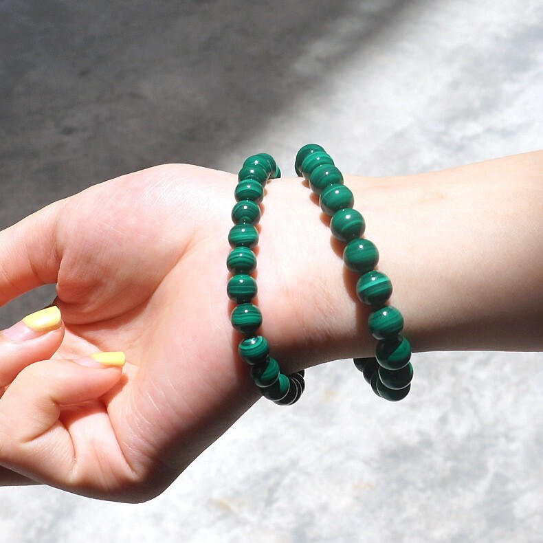 Natural Malachite Round Beads Gemstone Healing Reiki Crystal Handmade Bracelet