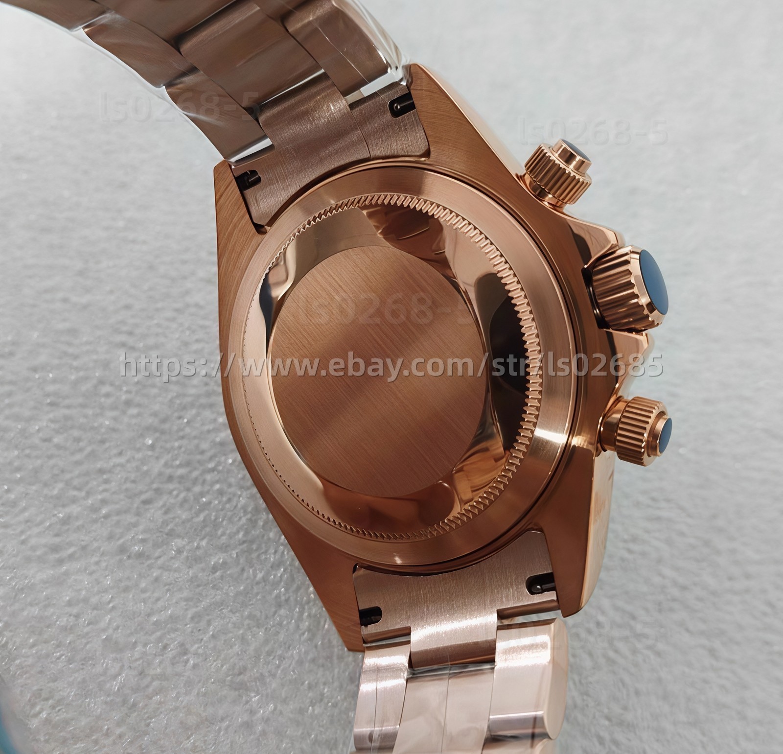 39mm Stainless Steel Rose Gold Watch Case Diamond Bezel+Bracelet Set VK63
