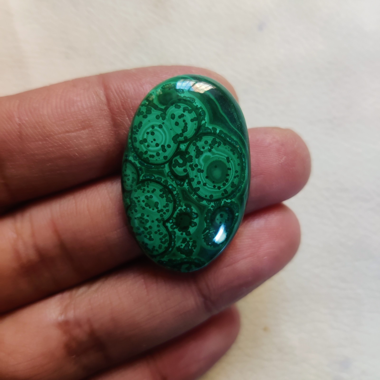 Natural Green Malachite Loose Gemstone Cabochon,Oval-58 CT,35 X 23 X 7 MM