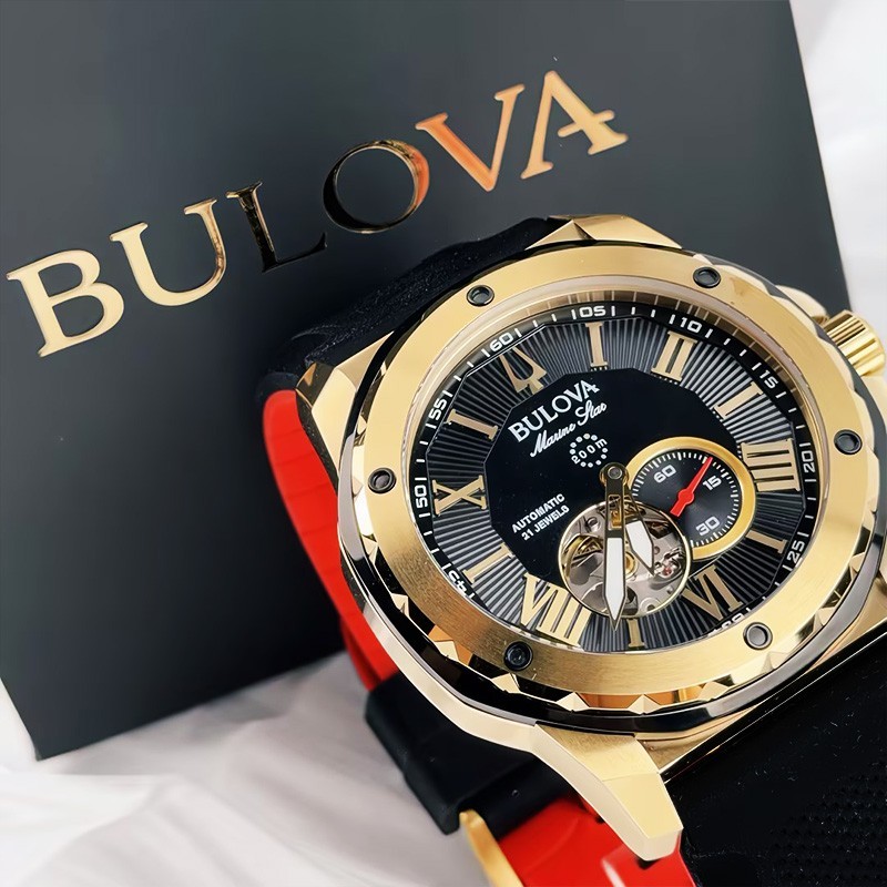 Bulova Marine Star Series A Automatic Men’s Watch Black Dial Rubber Strap 98A272
