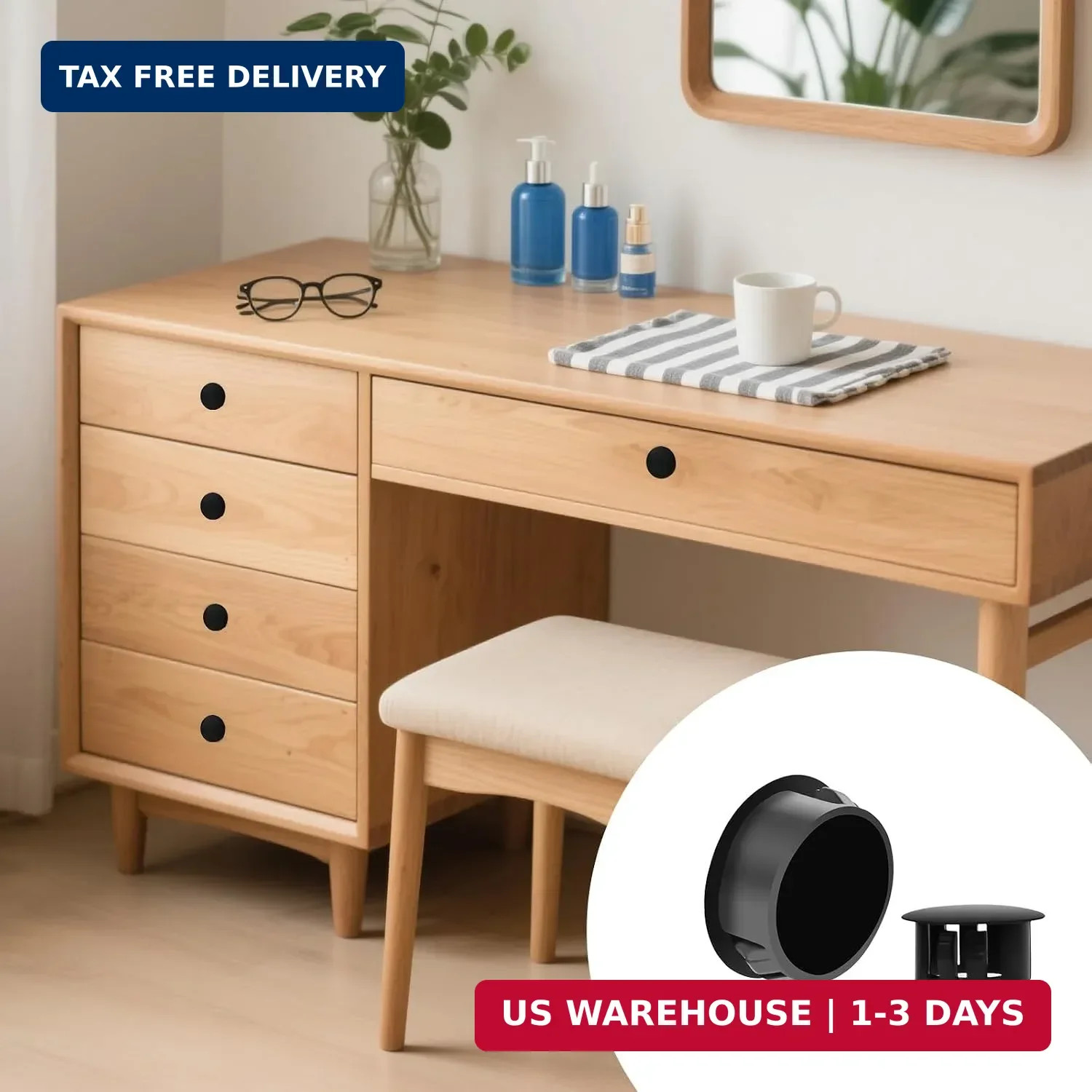 190 Pcs Black Plastic Hole Plugs, 9 Sizes Round Screw Hole Plugs | Flush Type Pa
