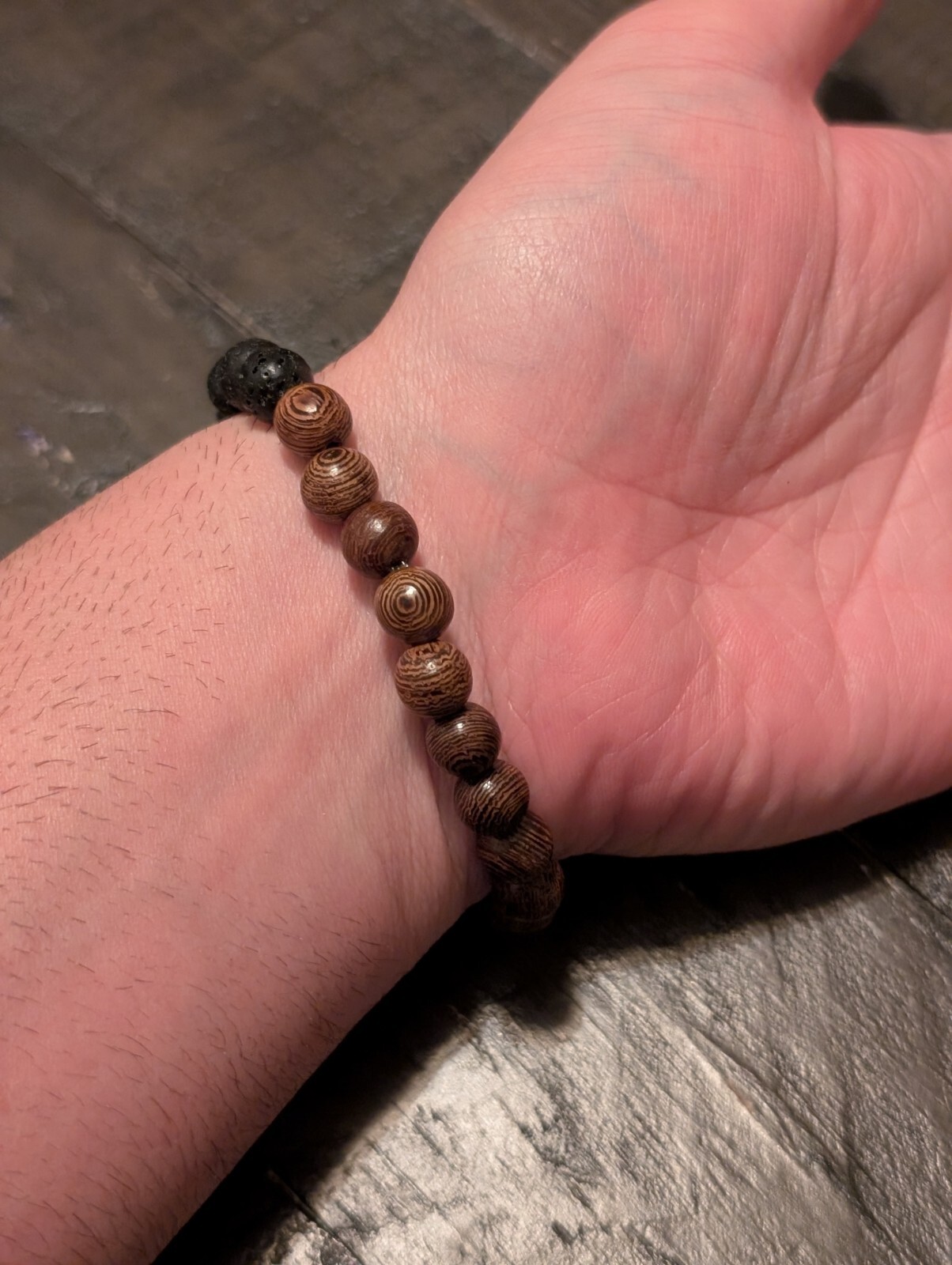 Lava Stone/Wood Grain Elastic Bracelets For Women Men Round 8mm Beaded Handmade