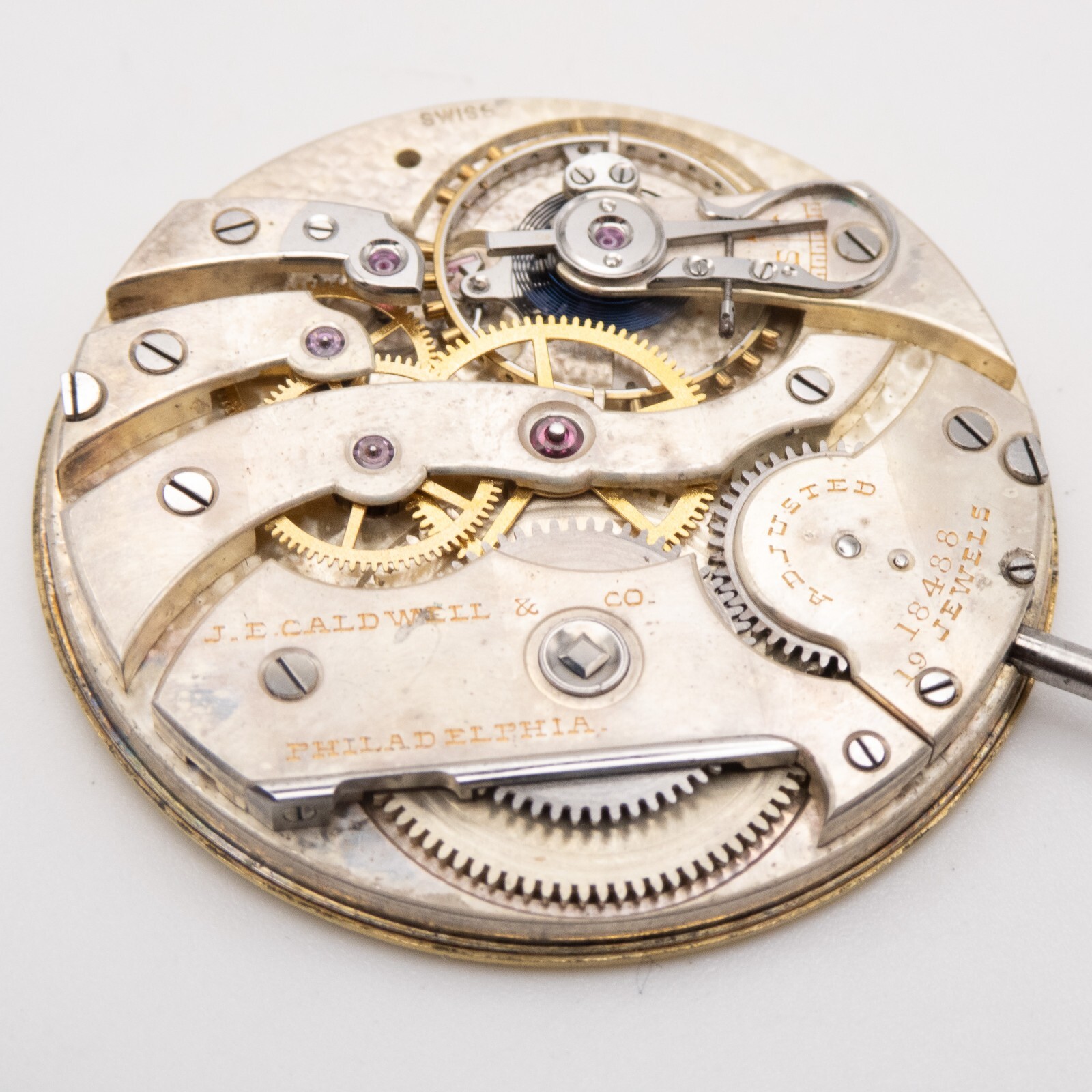 C.H. Meylan 39.7 x 6 mm 19-Jewel Antique Pocket Watch Movement, Running