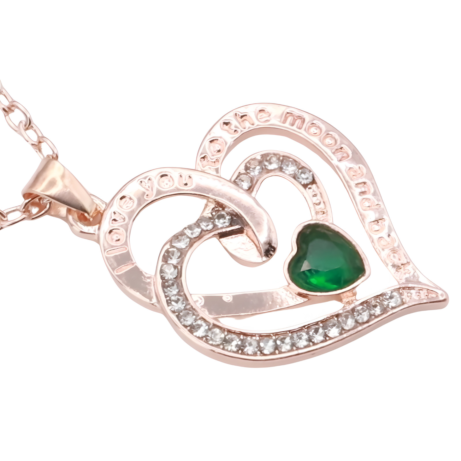 18K Gold Plated Zinc Alloy Chain Necklace with Crystal Rhinestones Green B306