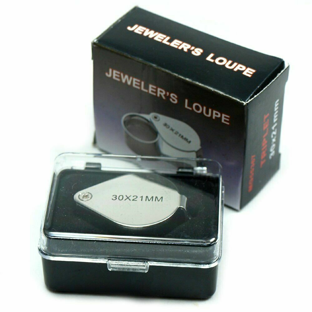 Wholesale Five (5) 30X Jeweler Loupes 30 x 21mm Magnifier with storage case