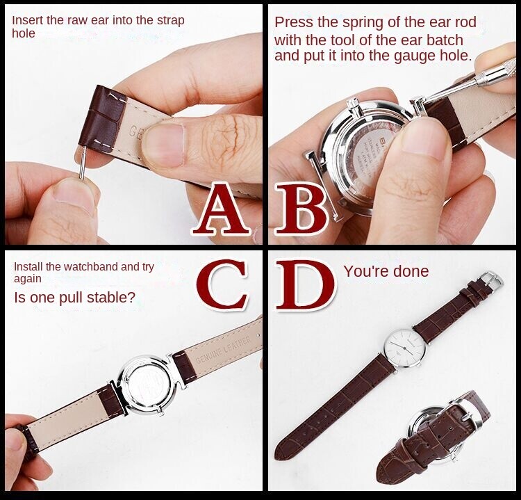 Genuine Leather Watch Strap Butterfly Clasp Wristbands Watch Accessories 12-24mm