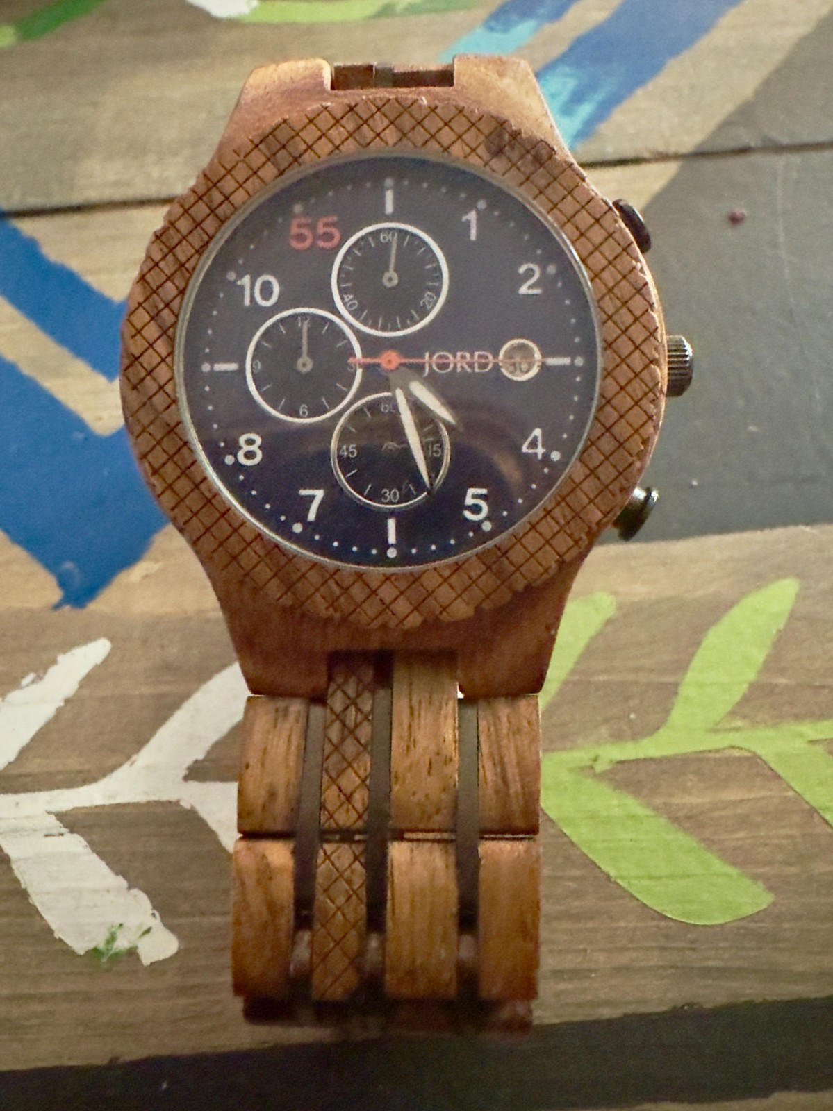Jord Fieldcrest Zebrawood & Champagne 2035 100% Natural Wood Watch 39mm