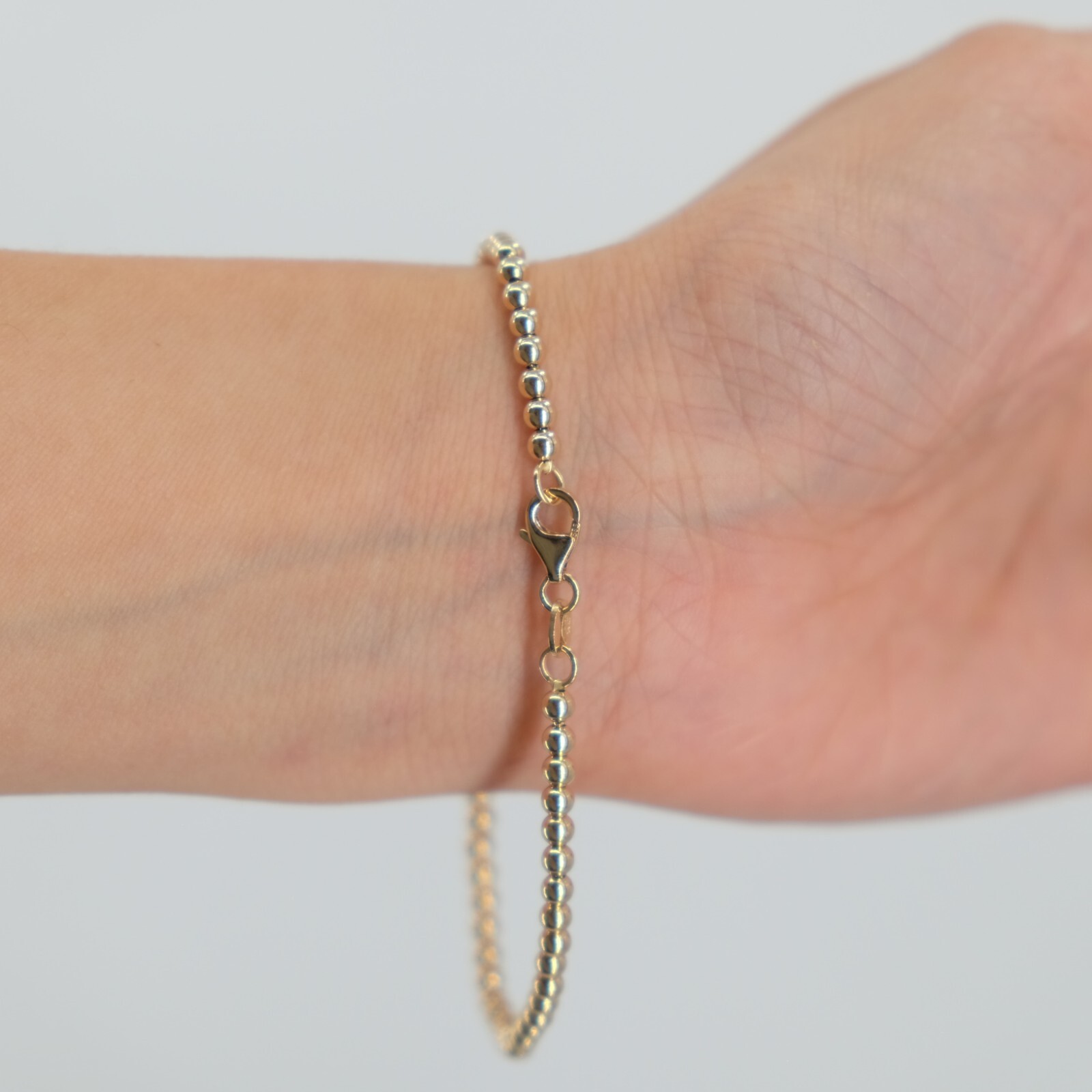 Italian 14k Yellow Gold Ball Beads Bracelet 7.75″ 3mm 3.2 grams