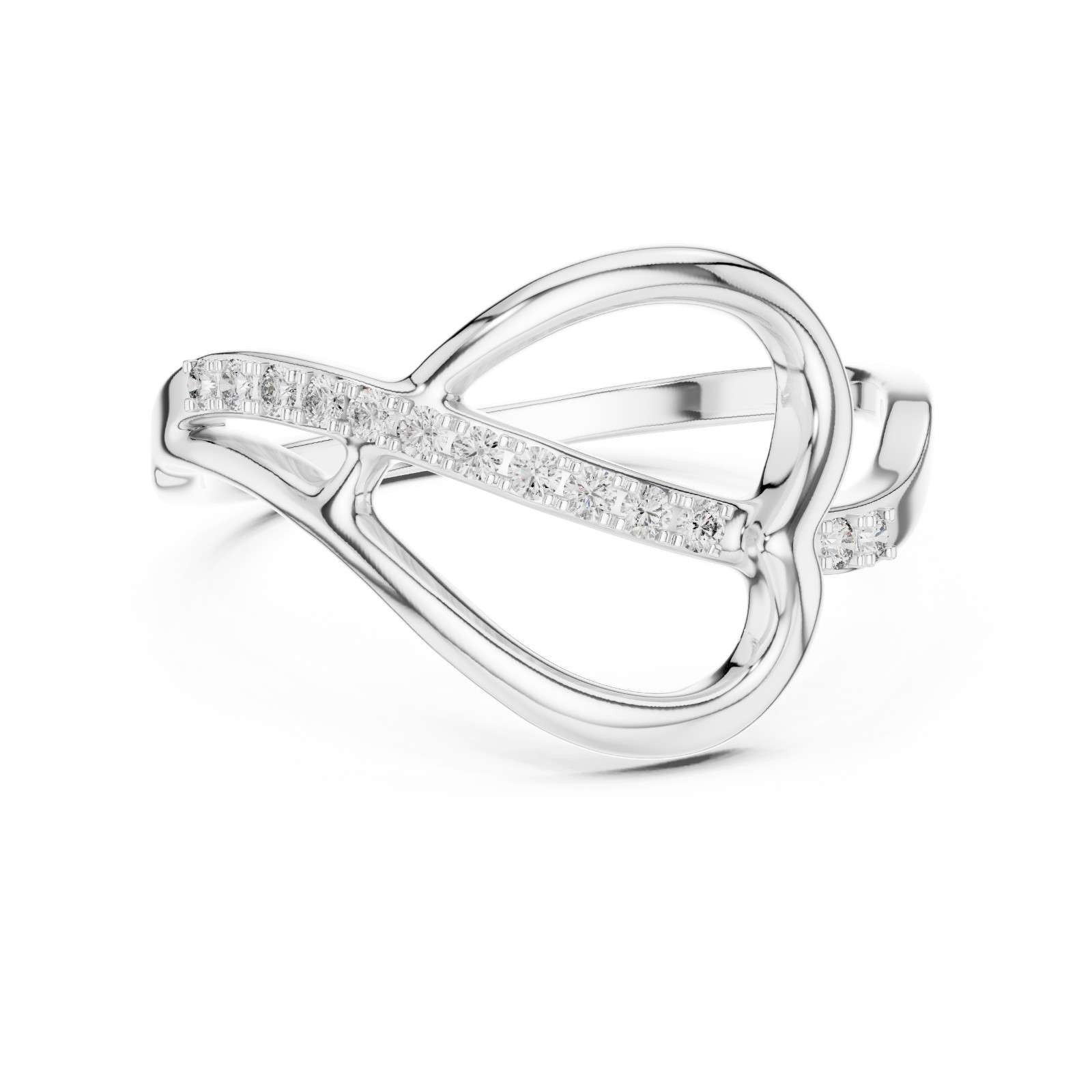 Natural Certfied Round Diamond Lovely Petite Twist Anniversary Ring 925 Silver