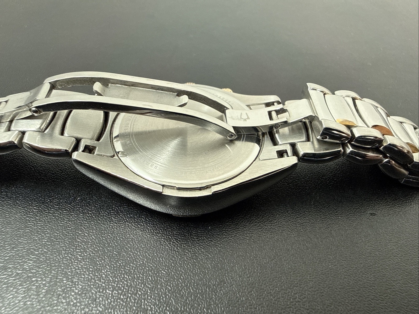 Bulova Diamond Chronograph Silver/Gold Tone Stainless Steel 98R149 NEEDS BATTERY