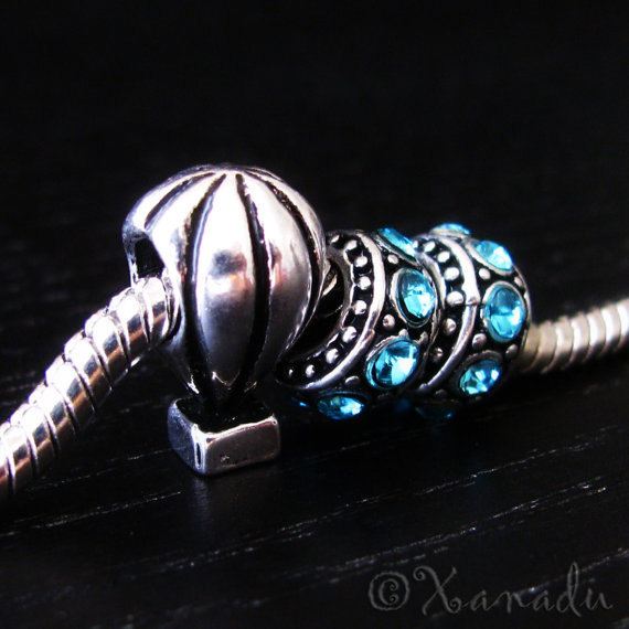 Hot Air Balloon Charm And Crystal Birthstone Beads For European Charm Bracelets