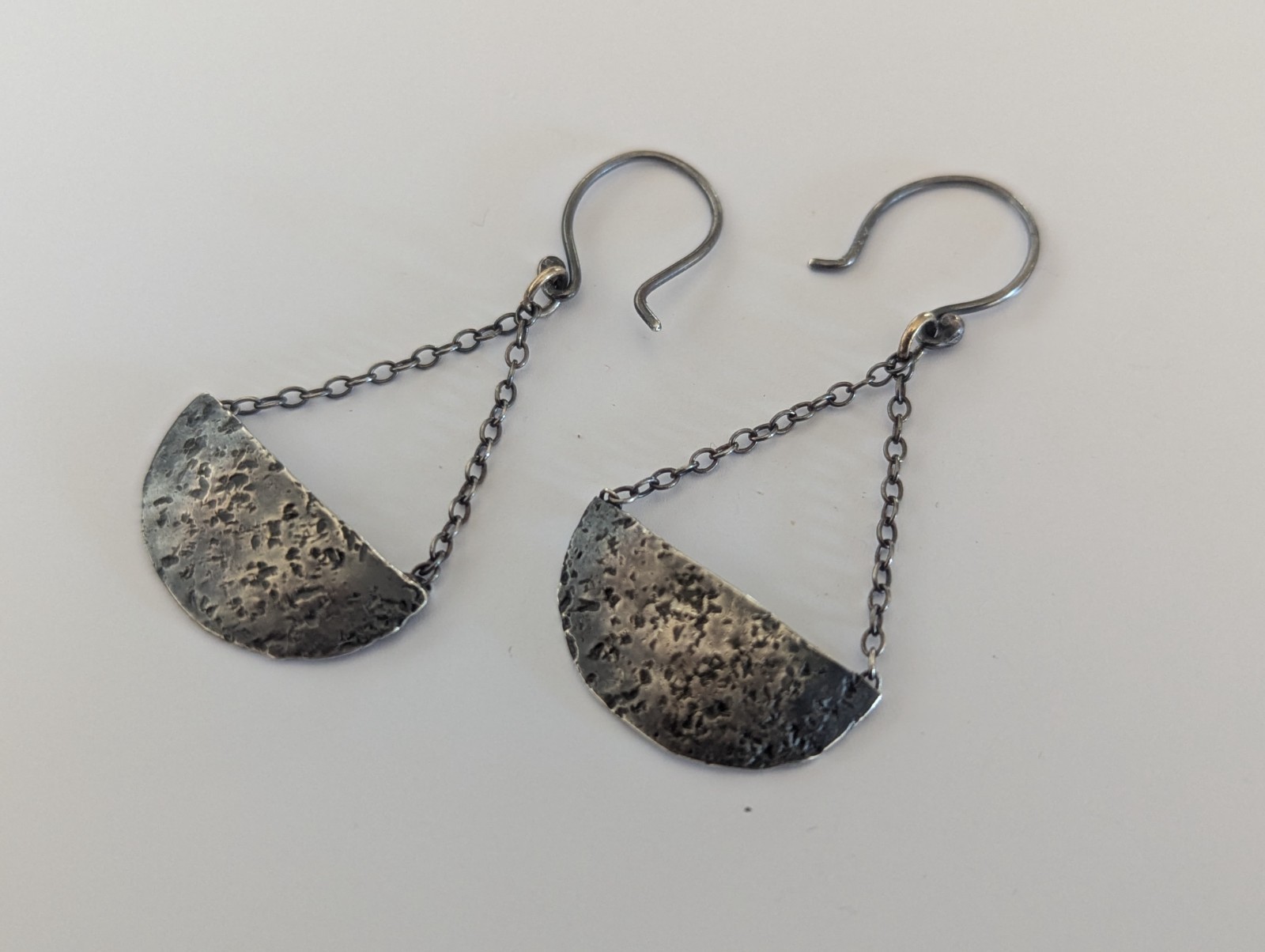 Artisan Hand Made 925 Sterling Silver Abstract Dangle Hook Earrings
