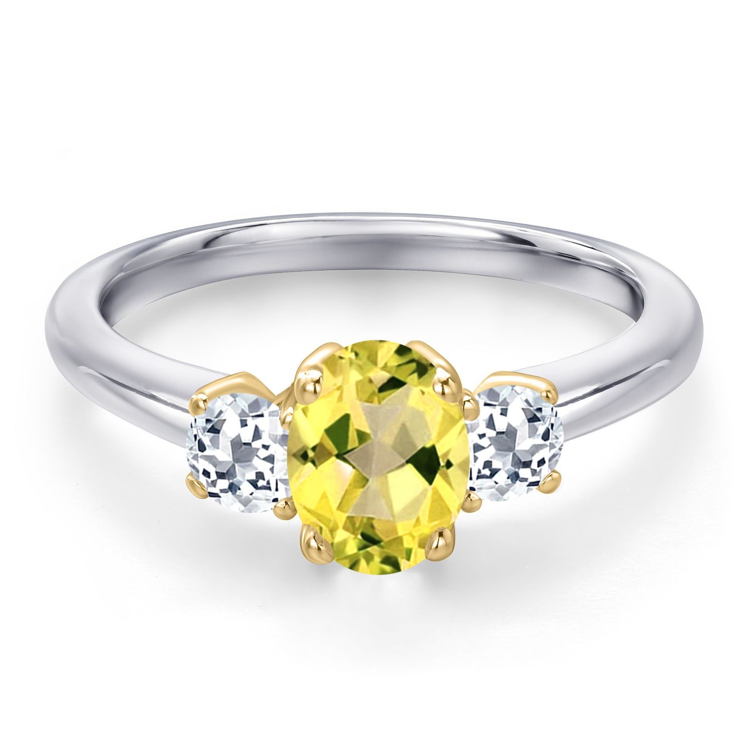 925 Silver and 10K Yellow Gold Canary Mystic Topaz and White Topaz Engagement