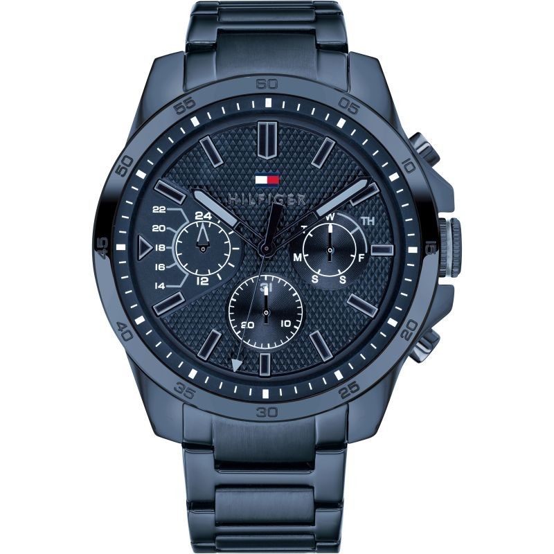 Tommy Hilfiger Decker 1791560 Blue Ion Plated Day Date SS Steel Men’s Watch