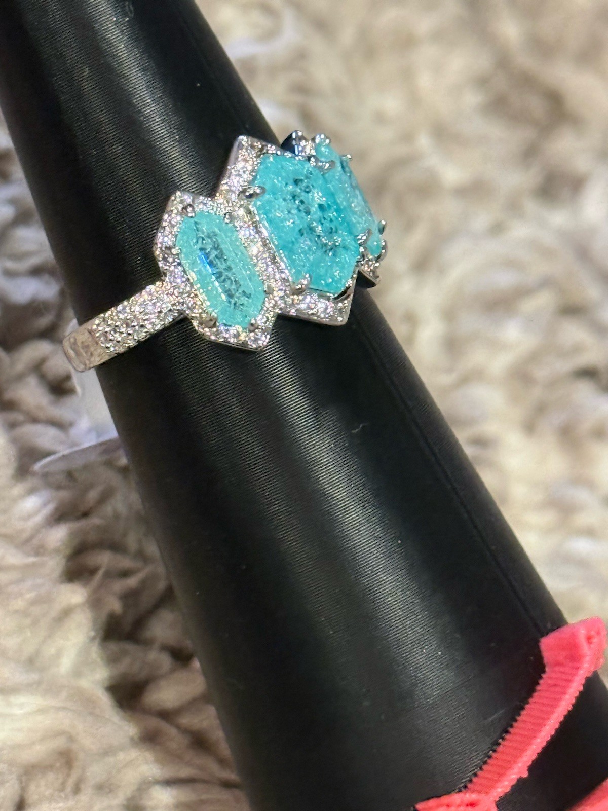 Bomb Party OG Ring-Delicately Decadent-Size 9 Ice Crystal-Rhodium-RG34723