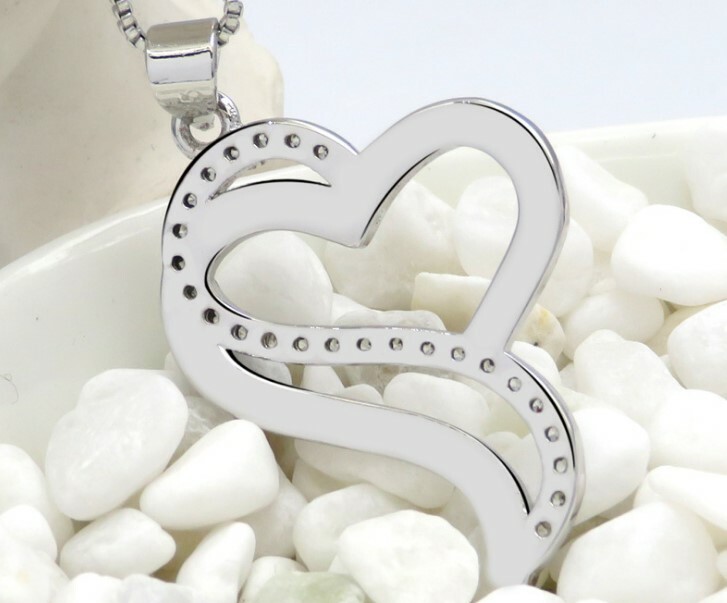 Always My Sister Forever My Friend Love Heart CZ Pendant Necklace Jewelry Box S2