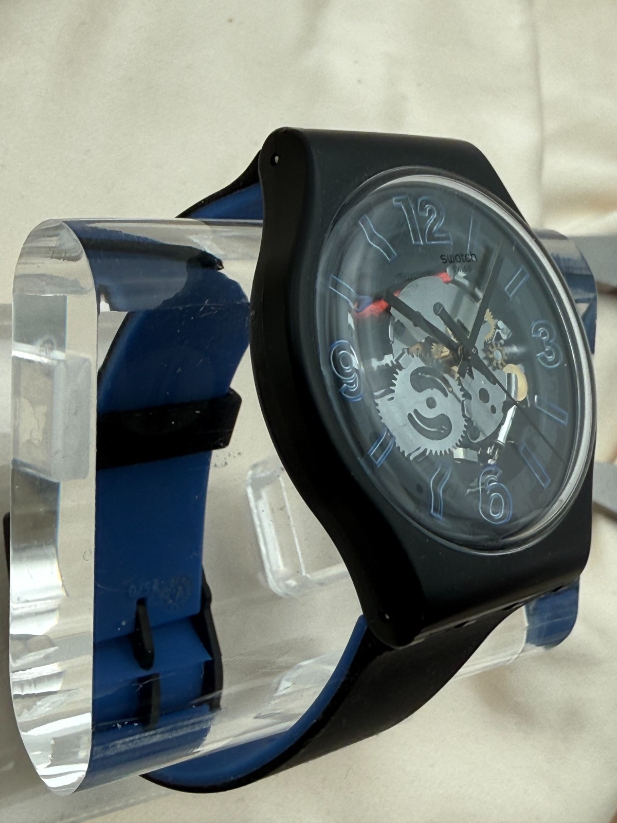 Swatch SUOB165 Blueboost 41mm Quartz Semi-Transparent Dial Black/Blue