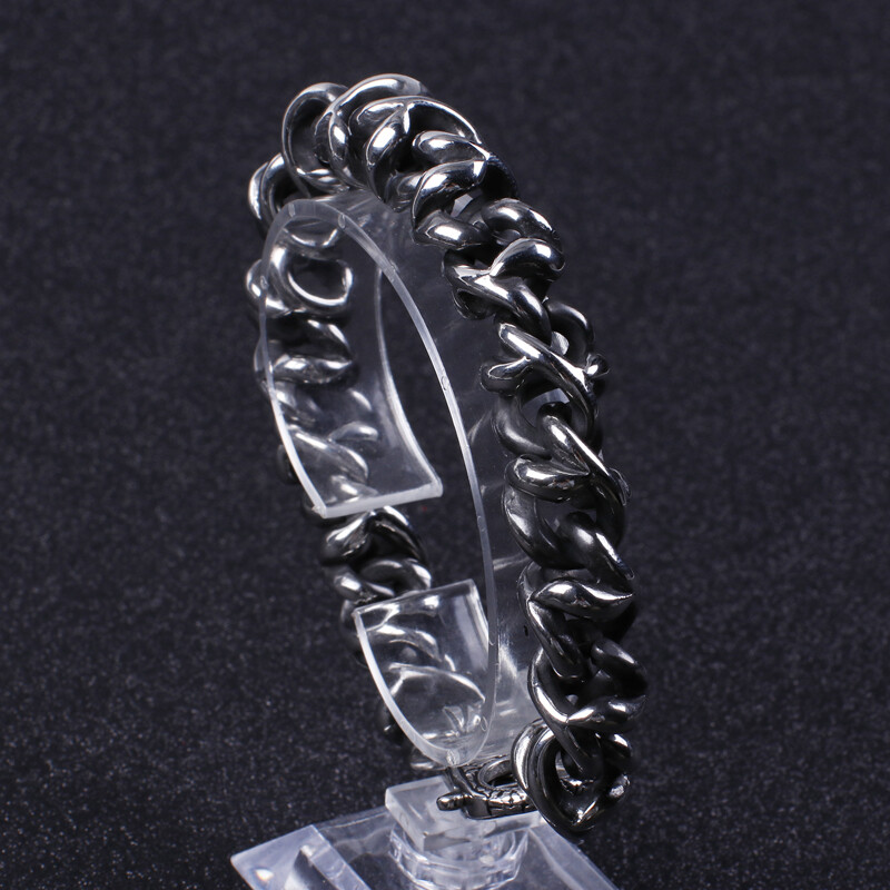 13mm 8.66” heavy 84g Pure stainless steel Vintage Cool link chain bracelet Mens