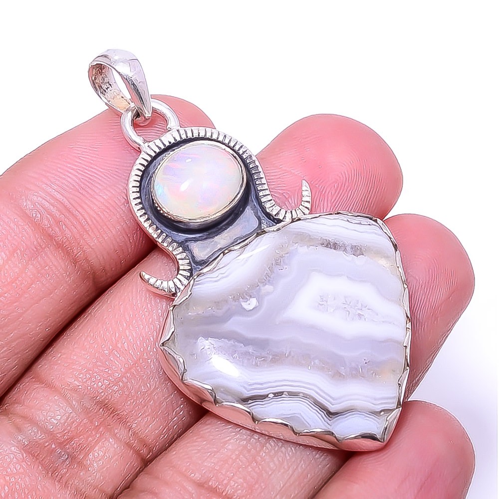Botswana Agate – Botswana 925 Sterling Silver Pendant 1.95″ P_9473_251_36