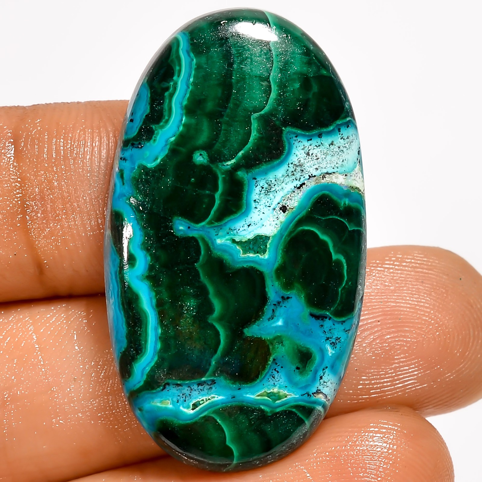 100% Natural Malachite Chrysocolla Oval Cabochon Gemstone 49 Ct 34X20X6mm UG4260